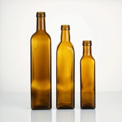 China Amber And Brown Empty Olive Oil Food Square Bottle 250ml 500ml 750ml With Lid for sale