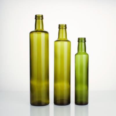 China Food Wholesale Round 250ml 500ml 750ml Dark Green Glass Olive Oil Bottle for sale