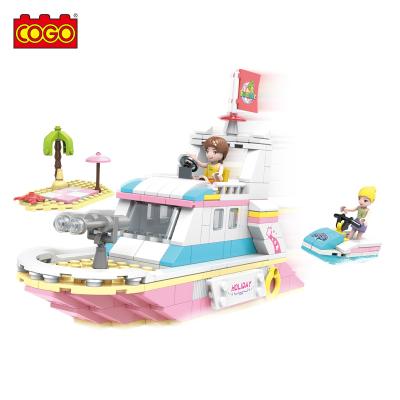 China COGO Building Toy 3 in 1 Beach Girl Yacht Boat Assemble Building Blocks Educational Toys for Children for sale