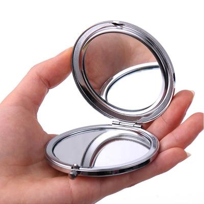 China Fashion Portable Customized Folding Metal Crystal Pocket Mirrors 70mm Portable Compact for sale