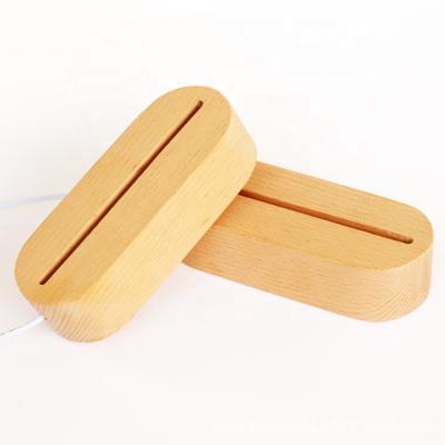 China FREE SAMPLE Modern EUROPEAN USB LED Night Light Base Lamp Wooden Solid Wood Stand for sale