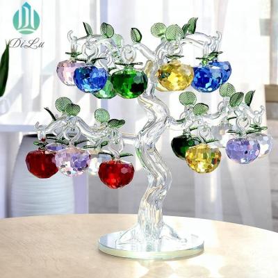 China Hot Sale K9 Crystal Material Crystal Glass Transparent Apple Tree with 18 Apples for Christmas Decoration for sale