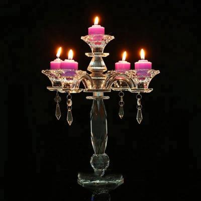 China Tall Weddings Long Stem Crystal Glass Candlestick Candelabra Candle Holders For Wedding for sale