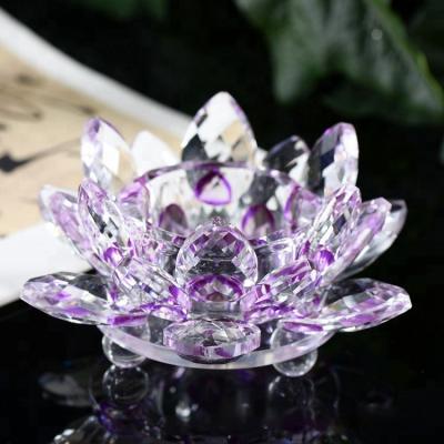 China China wholesale clear glass crystal lotus flower shaped crystal glass flower candle holder for sale