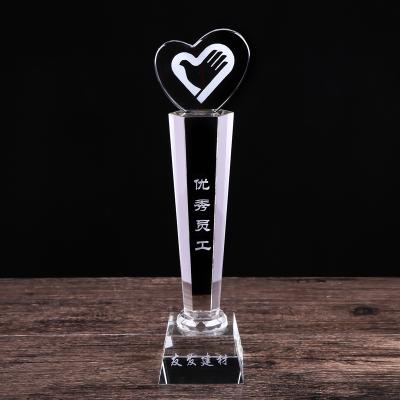 China China Wholesale Heart Trophy Crystal Glass Awards Crystal Glass Awards Trophies For Sports Events for sale