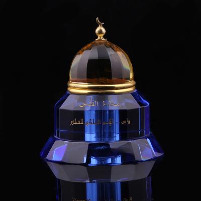 China Dark Blue Europe Squash Shaped Glass Stem Crystal Perfume Bottle Screw Cap for sale