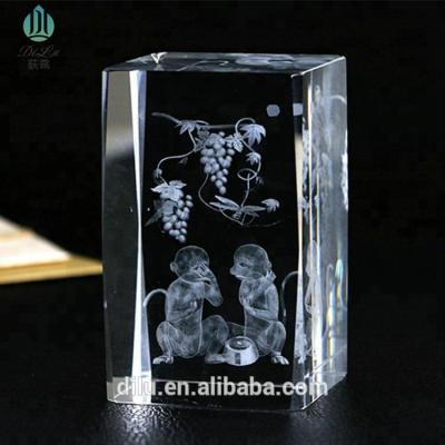 China Europe supply blank or finished product 3d laser engraved crystal glass cube for sale