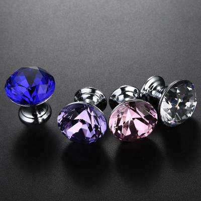 China K9 Crystal Material Modern Cabinet Diamond Crystal 40mm Shift Door Knob Glass Lock for sale