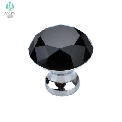 China Wholesale K9 Black Diamond Shape Crystal Cabinet Handles Glass Crystal Knobs Door Pull Handles And Door Knob Locks Prices for sale