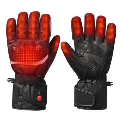 China Heated Gloves Winter Customized Work Waterproof Knuckle Hard Protection Electric Battery Heated Motorbike Motorcycle Gloves for sale