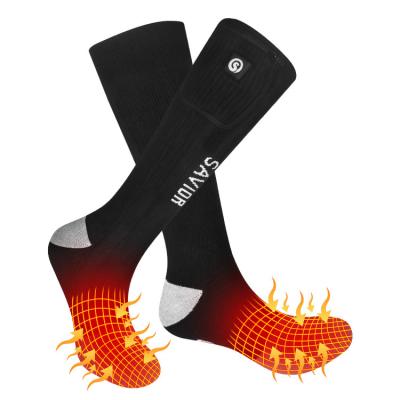 China Breathable Savior Heating Rechargeable Battery Warm Electric Winter Sport Ski Thick Heated Thermal Socks for sale