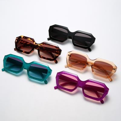 China Square fashionable glass sunglasses men's and women's sunglasses polygon candy color retro fashion sunglasses for sale