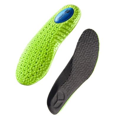 China Soft Comfortable Rise Shock Absorption Insole Green PU Memory Foam Breathable Arch Support Orthopedic Shoes Pad Sports Foot Care Insole for sale