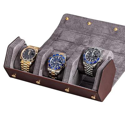 China Luxury Water Proof PU Leather Watch Roll Travel Case for Men and Women, Travel Watch Case Holds 3 Watches Storage for sale