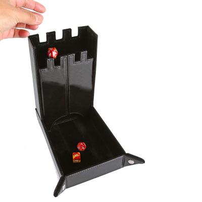 China Waterproof PU Leather and Velvet Best Stand Dice Tower and Tray Storage Box for DND Table Games for sale