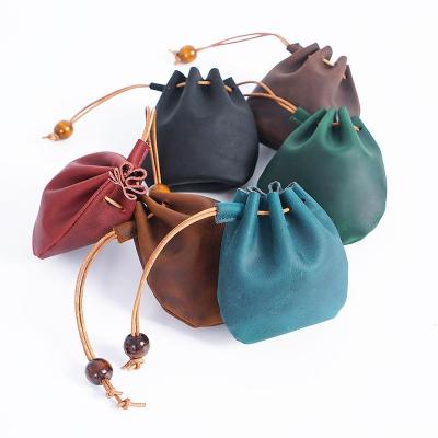 China Water Proof Genuine Leather Matrix Bags With Dragons Eyes Design Drawstring Pouch Storage Bag For DND RPG for sale