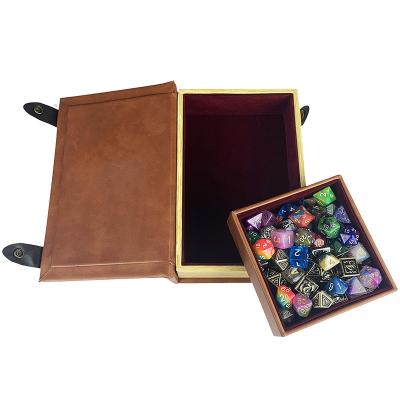 China RPG Waterproof Tabletop Faux Leather Dice Storage Display Box For Home for sale