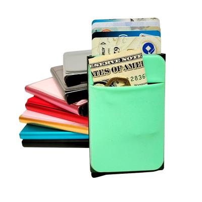 China Fashion Wallet Automatic Card Case with Purse, RFID Protecting Metal Bank Ultra-thin Card Case Can Hold 5 Cards and Banknotes for sale