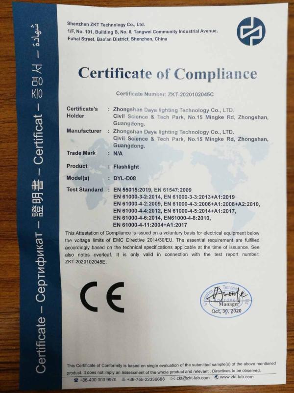 CE - Zhongshan Daya Lighting Technology Co., Ltd.