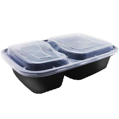 China Restaurant Recyclable Household Food Packaging Double Compartment Packing Box Dividing Meal Packing Box for sale