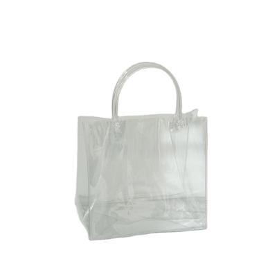 China Durable Super Transparent Waterproof PVC Shopping Bag Flower Gift Transparent Bag With Logos for sale