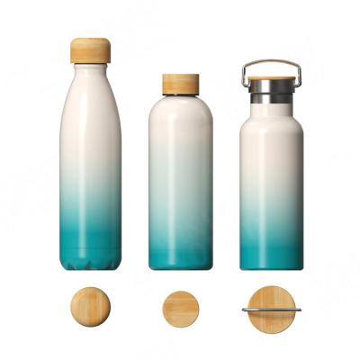 China Business Wide Mouth Stainless Steel Bottle With Bamboo Lid for sale