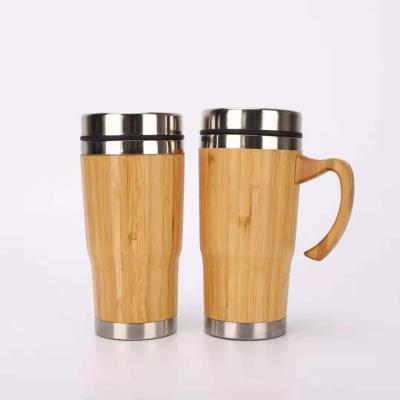 China Disposable Bamboo Thermal Bottles For Water Stainless Steel Thermos Flask For Tea Coffee Vacuum Flasks Thermos Travel Insulated Cup for sale