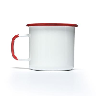 China Custom sublimation enamel metal camping empty mug in white ceramic disposable for sale