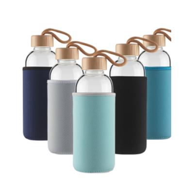 China Borosilicate Glass Water Bottle Viable Tea Cup with Leak-Proof and Protective Nylon Sleeve for Infuser for sale