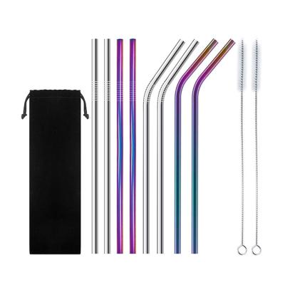 China Matte Stainless Steel 304 Disposable Shiny Shiny Silver Metal Head Sale Drinking Straw for sale