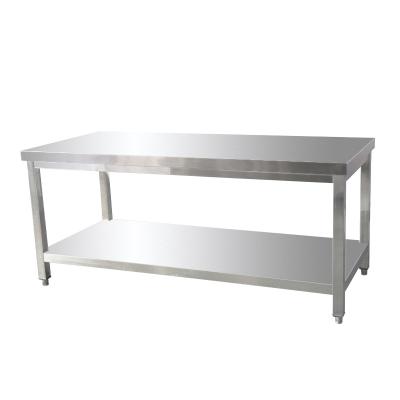 China Dining room kitchen stainless steel kitchen work table restaurant workbench kitchen food 2 layers of Steel Table. for sale