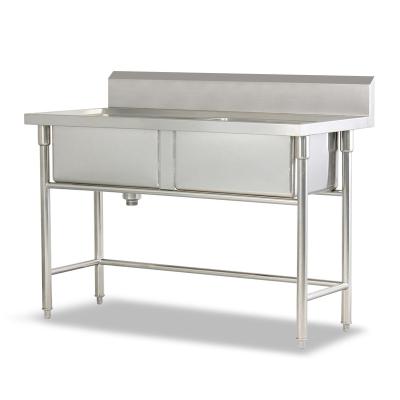 China New contemporary industrial style worktable with sink stainless steel for sale