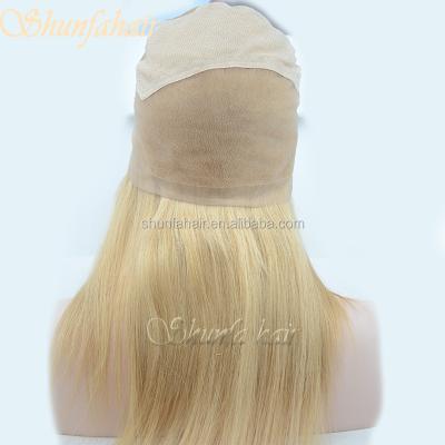 China Blonde Silky Straight Wave Virgin Hair Color 613 Full Lace Virgin Maximum 10 Widows Lace Wigs 18 Inches Straight Full for sale