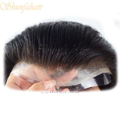 China Swiss Human Hair Toupee 100% Indian Remy Lace Hair Human Hair Toupee for sale