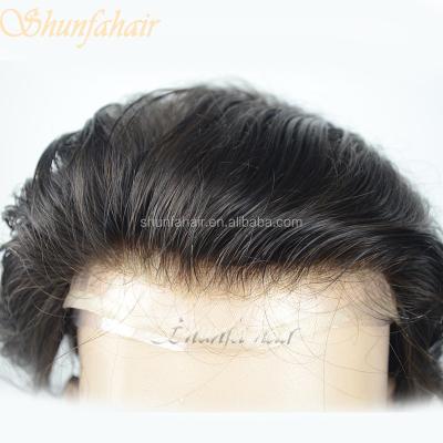 China Slight Wave Hair Toupee In Stock: 1B Color Indian Hair Toupee Volumizer Lace Front Hairpiece for sale