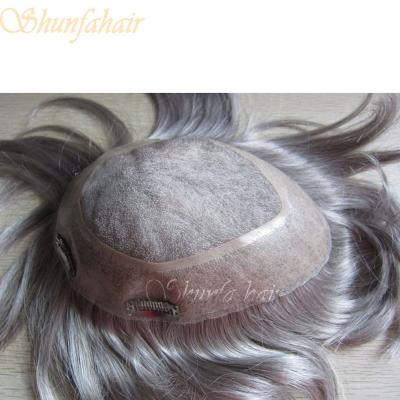 China Free Style Hair Toupee for Men, White Color Custom Hairpieces, Clip Men's Hairpieces for sale