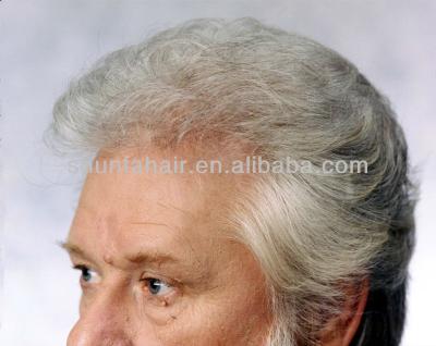 China Paypal Hair Accept Indian Hair Gray Hair Men Natural Hairline Invisible Knots Toupee for sale