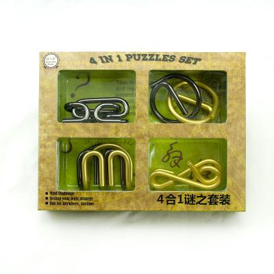 China Educational Toy 3D Metal Puzzle Set Brain Teaser Puzzle Wire Puzzle Set for sale