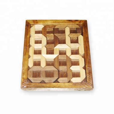 China Eco-friendly Brain Teasers Adult 3D Puzzle Wooden Wooden Puzzle for sale