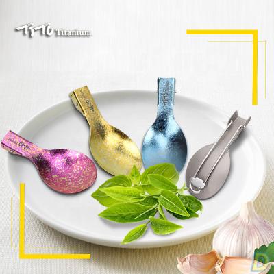 China TiTo Factory Price Metal Titanium Spork Collapsible Folding Spoon Portable Reusable Folding Tableware Ultralight Environmental Friendly Camping for sale