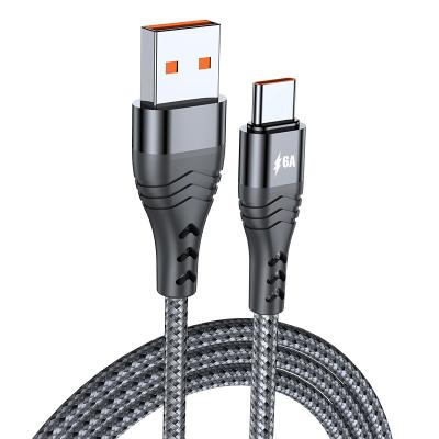 China Quick Charging Speed ​​0.5/1/2/3m 6A 66W Super Fast Nylon Braided USB Quick Charging Type c Date Cable For Huawei Mobile Phone for sale