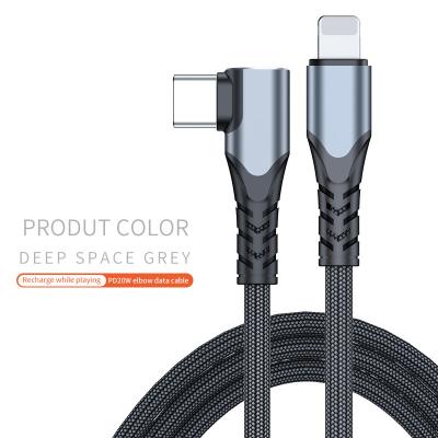 China Fast Charging Speed ​​90 Degree USB-C Right Angle Type C to Lightning PD 20w Cables Mobile Phone Carplay Date Fast Charging Cable For iPhone14 Cable for sale