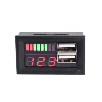 China Electronic Equipment LED Digital Display Voltmeter Mini Voltage Meter Battery Tester Panel for DC 12V Cars Motorcycles Vehicles USB 5V2A Output for sale