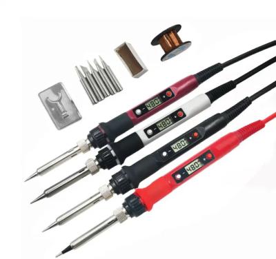 China Electronic Electric Welding Tool Heater Soldering Tips Rework Ceramic Hardware 80W Digital Welding Iron Kit Set Temperature Adjustable 220V 110V for sale