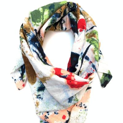 China New Long Section Color Pattern Recycled Fabric Printing Custom High Quality Hijab Neck Floral Print Warm Scarf for sale