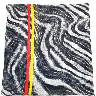 China Hot Selling Unique Long Section Design Striped Digital Print New Custom Design Black Striped Scarf for sale