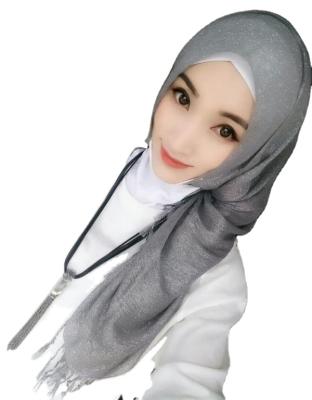 China Factory Design Wholesale Solid Color Muslim Women Long Woven Head Scarf for sale