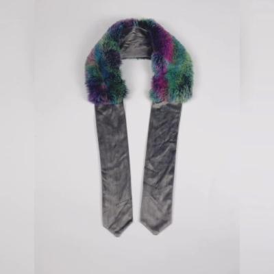 China New design short paragraph merchants discount rainbow fur winter scarf cashmere tie dye scarves for stylish women for sale