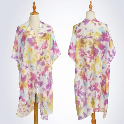 China Wholesale hot women anti-pilling beach cover ups beach blouse women pretty beach dye tying kimono for sale