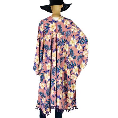 China Wholesale Anti-wrinkle Best Price Fashion Plus Size Women Customize Floral Beachpolyester Kimono 100%Sunscreen Polyester Long for sale